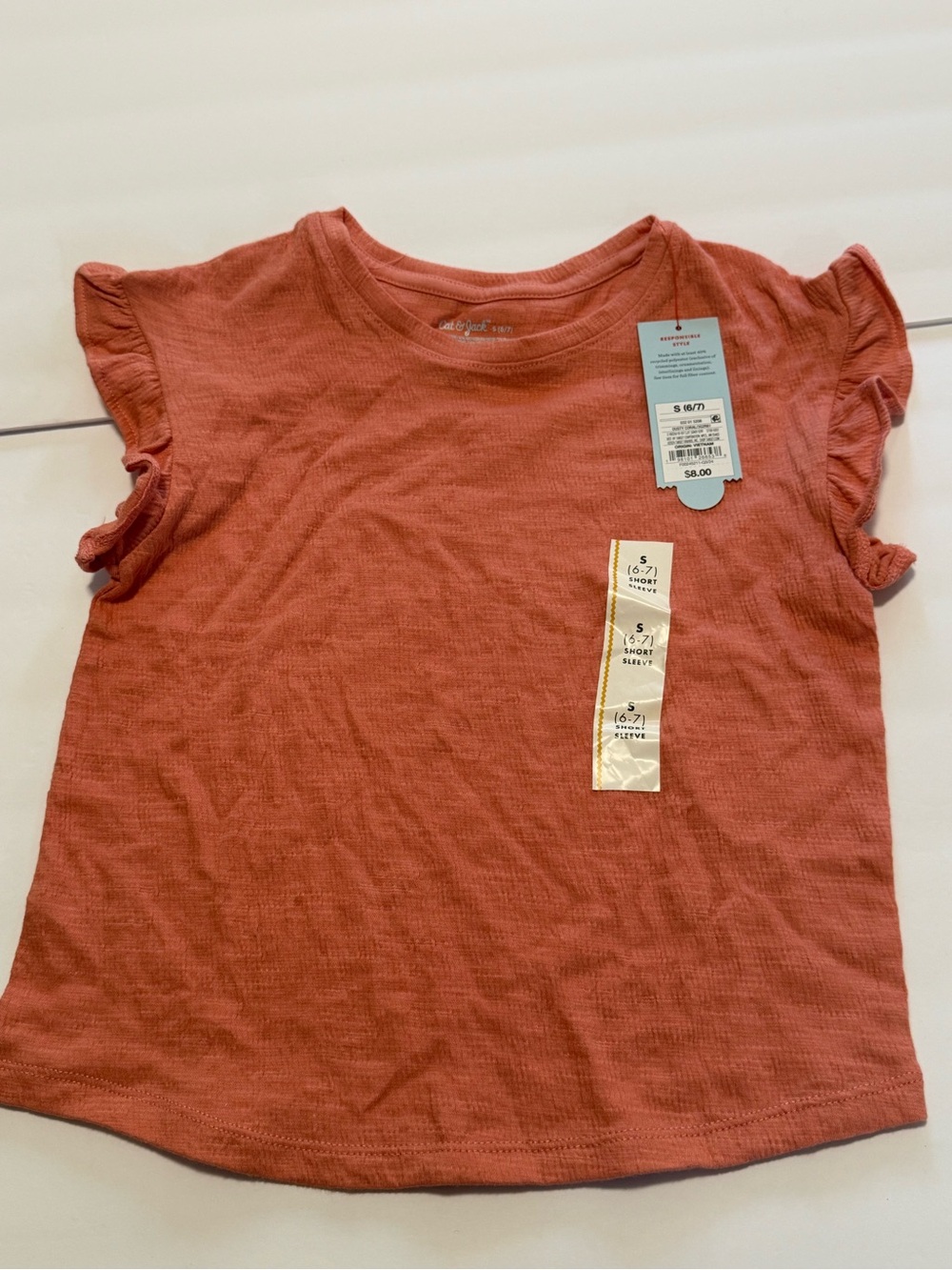 Cat & Jack Girls' Short Sleeve Ruffle Tee - Rust